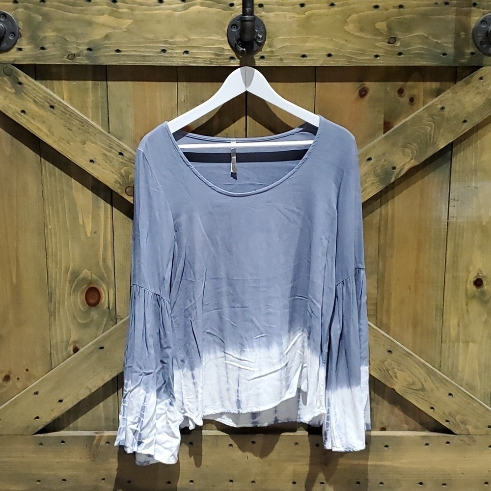 MONA B BOHO BLUE TOP SIZE MEDIUM TIE DYE CHIC COWGIRL GYPSY